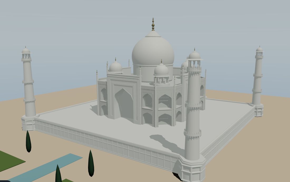 Detailed 3D reconstruction of the Taj Mahal and its minarets in the VRtor experience